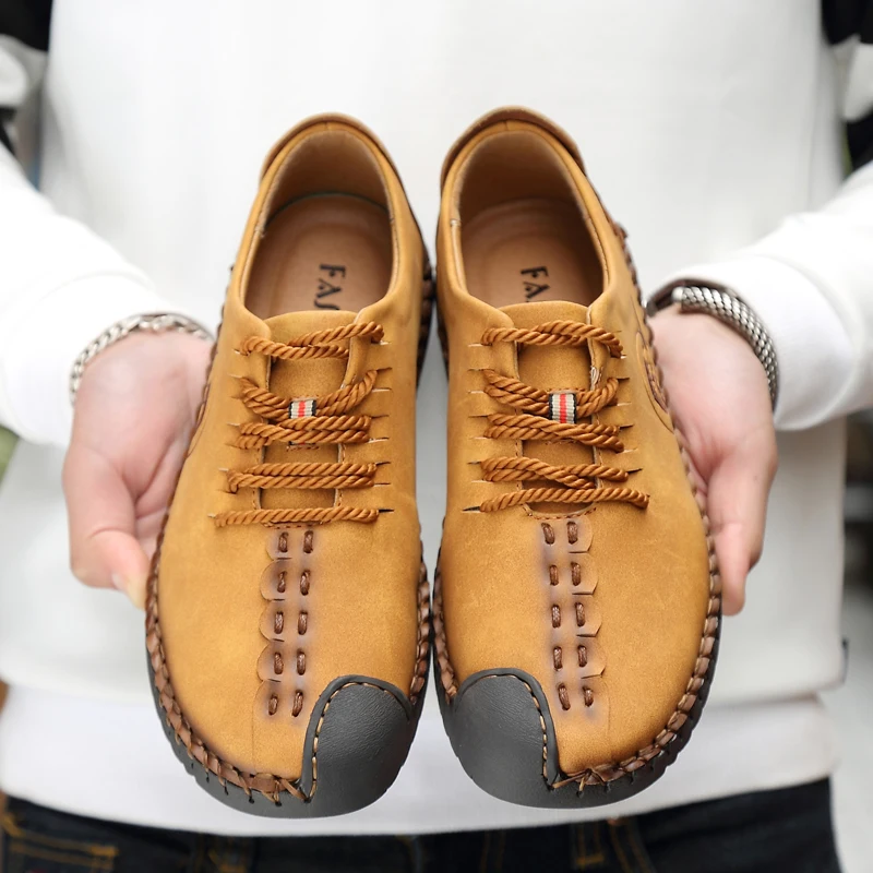 

2019 New Men Casual Shoes Loafers Men Shoes Quality Split Leather Shoes Men Flats Hot Sale Moccasins Shoes Big Size Yasilaiya