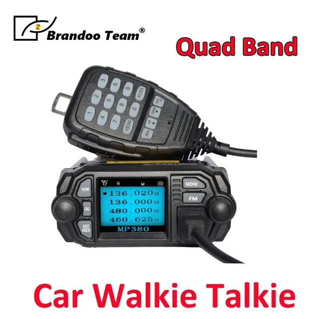 Quad полосное мобильное радио станции Walkie Talkie 10 км двухчастотный, компактный автомобильный радиоприемник