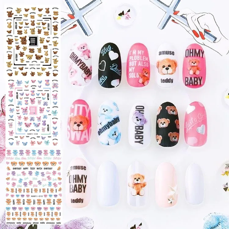 3d наклейки для дизайна ногтей SOLOHANYI nail SOLO38 печенья медведя инструмент