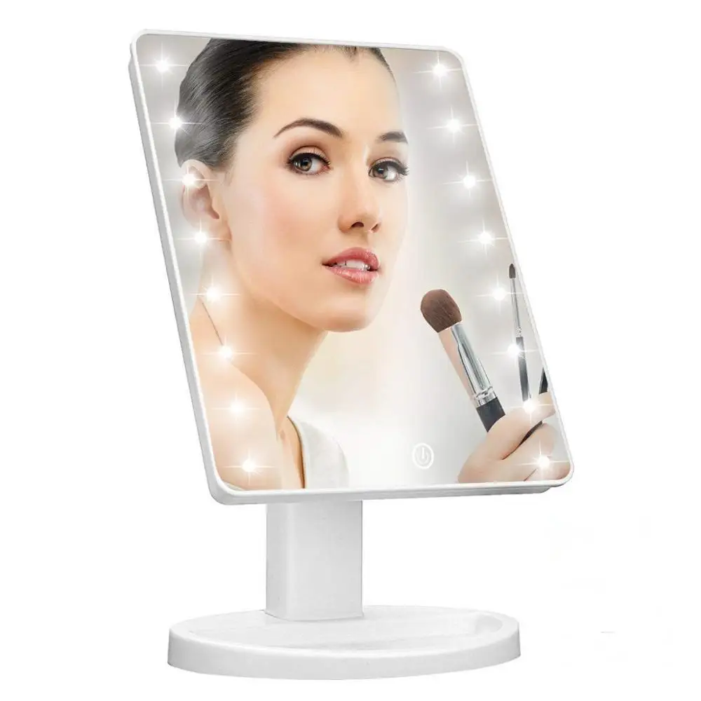 

Lighted Makeup Mirror with 16 LEDs Cosmetic Mirror with Touch Dimmer Switch Battery Operated Stand For Tabletop Bathroom Travel