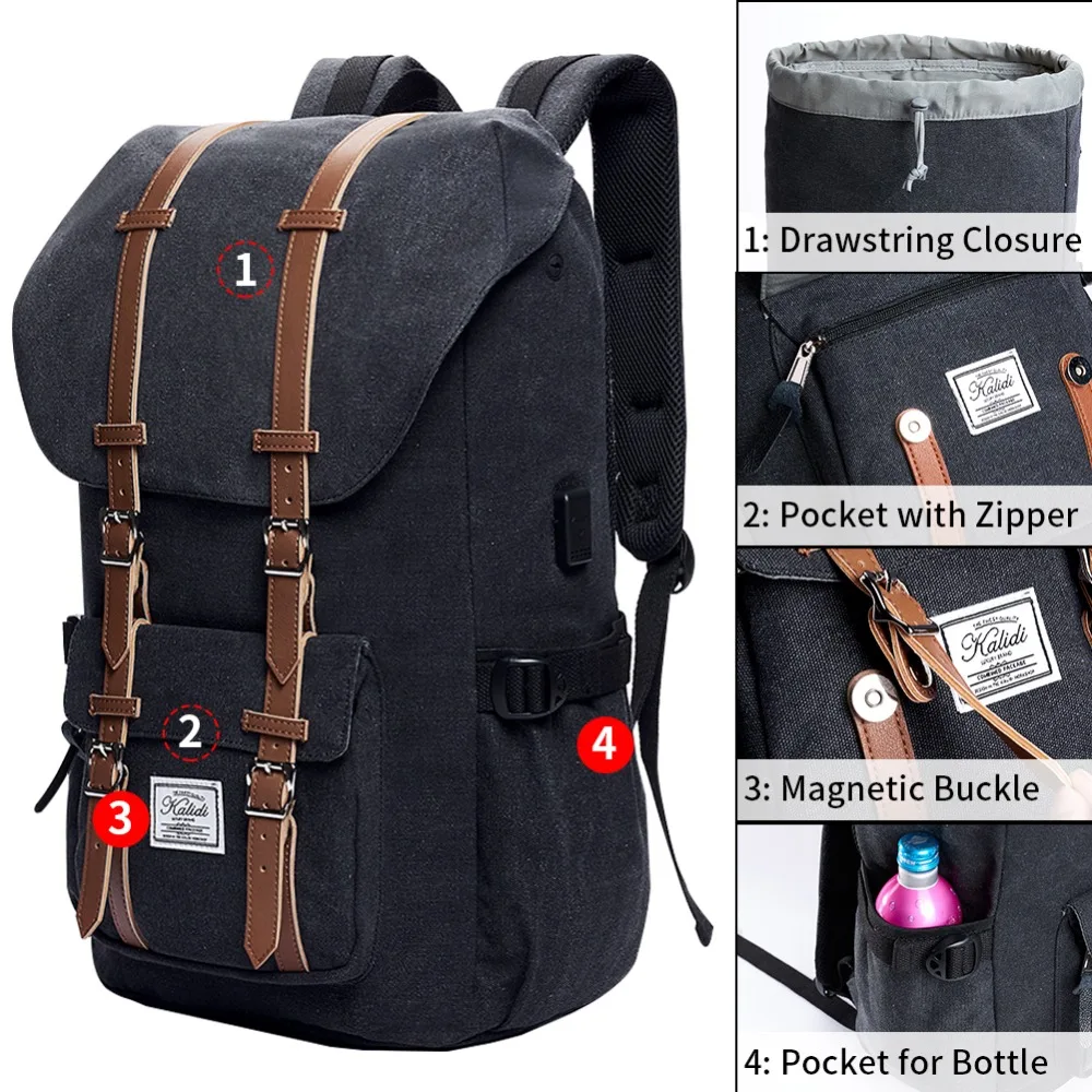 Buy KALIDI Laptop Backpack 15.6 17.3 inch for Teenage School Travel Bag Leather Casual Men Backpacks 15 17inch Backpack Travel Women