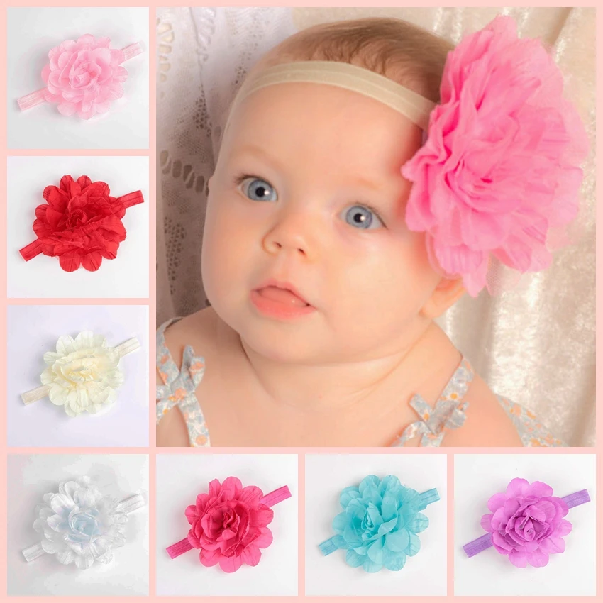 Girls Headband Lace Fabric Flower Baby Headband Elastic Hairband Baby