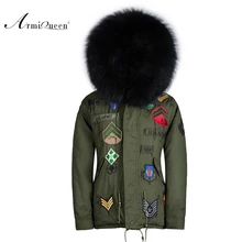 Модные черные тяжелые парки мужской стиль холодный значок черная меховая парка енота парка хорошего качества