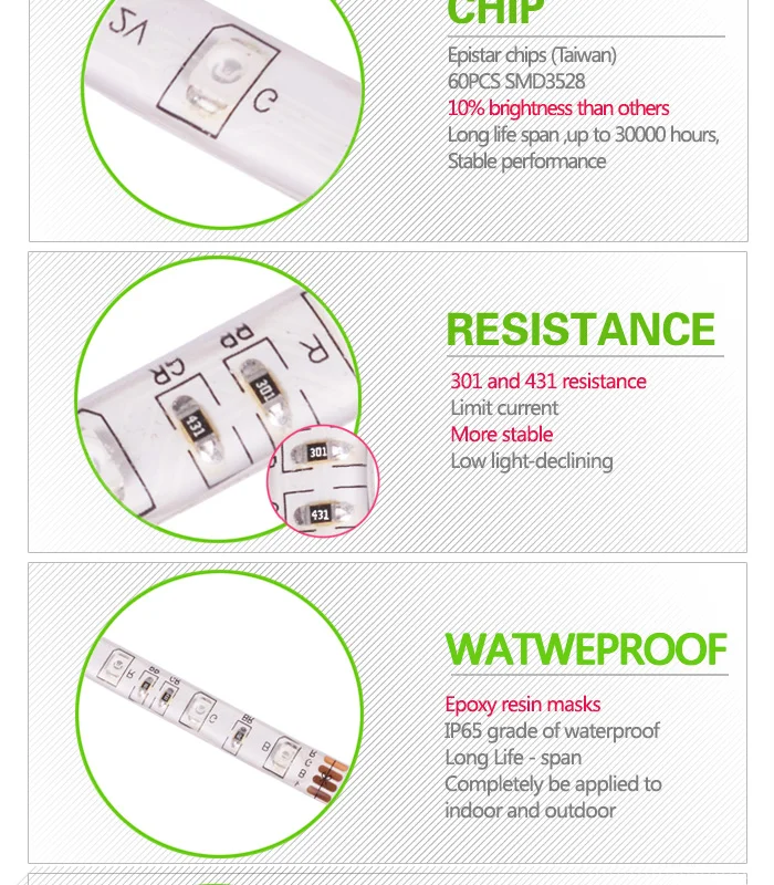 Гудленд Водонепроницаемый светодиодный RGB полосы света SMD3528 IP65 Fiexble света 60 светодиодный/M 5 м DC 12 В адаптер мощность 2A RGB полосы светодиодный