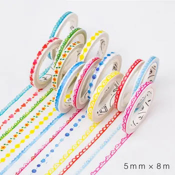 

1 x Bud silk series 5 mm X 8 m washi tape children like DIY Diary decoration masking tape stationery scrapbooking tool