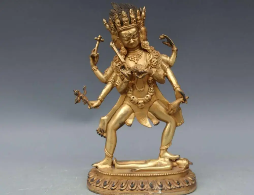 Tibet Buddhism Pure Copper Bronze Guhyasamaja Kalachakra Yum-yab Buddha Statue | Дом и сад