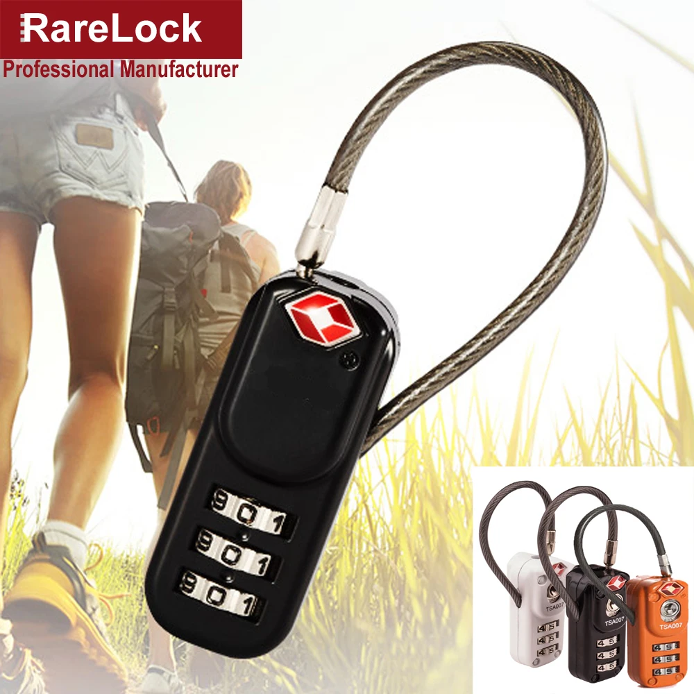 Rarelock ZS60 TSA Combination Wirerope Lock for Zipper Luggage Backpack