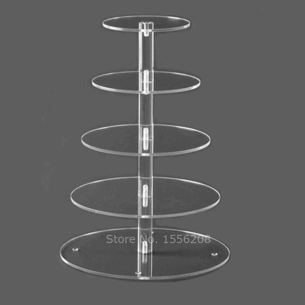 

5 Tier Cake Stand Plexiglass Clear Circle Acrylic Cupcake Plate Tools For Wedding Party Cake Display Christmas Baking Holder