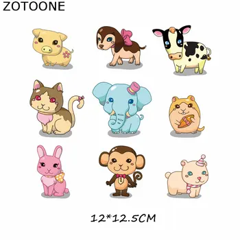 

Patches Cute Animal Set Patch Iron On Transfer For Clothing Beaded Applique Clothes Cat Dog Cartoon Embroidery Patch DIY E