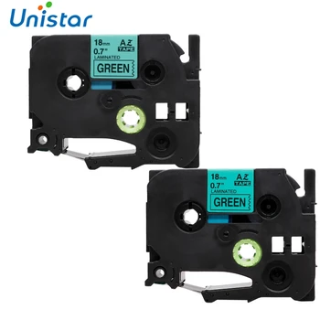 

Unistar 2pcs TZe-741 Label Printer Ribbons Compatible for Brother P Touch Tape 18mm Black on Green TZ741 TZe741 TZ-741