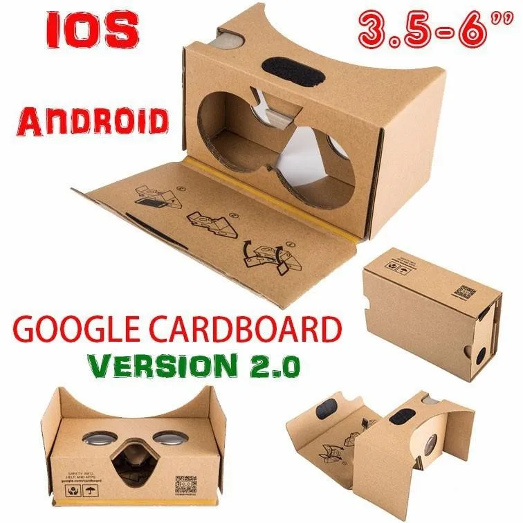 500 шт/лот Google cardboard VR 2,0 II версия VR гарнитура виртуальной реальности 3D очки для 3,5-6,0 дюйма смартфонов