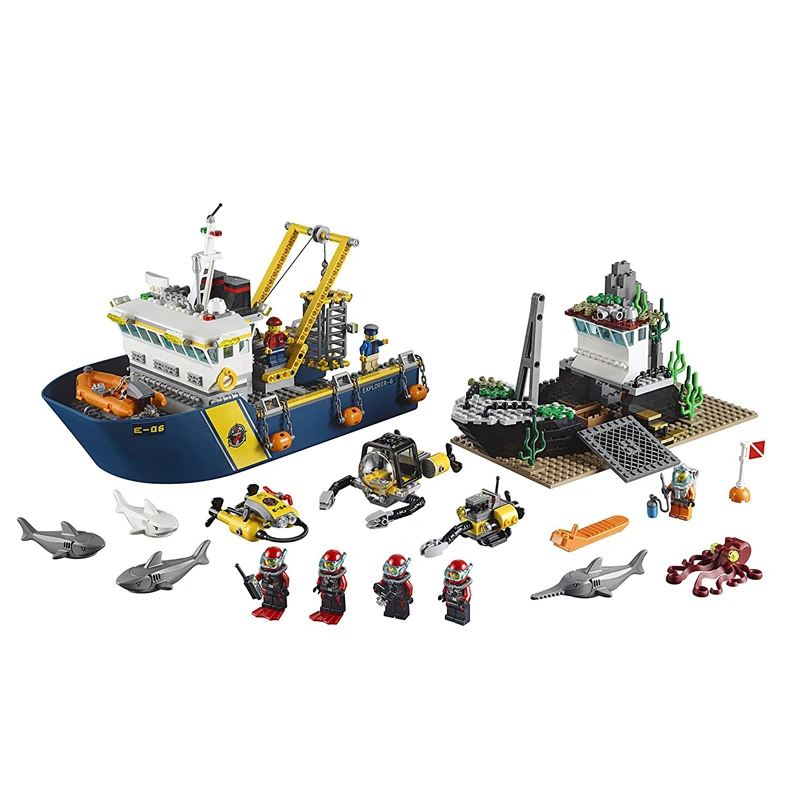 

City Deep Sea Exploration Vessel Model Building Blocks Shipwreck Collapse Function Toys Gifts Compatible LegoINGlys 60095 02012