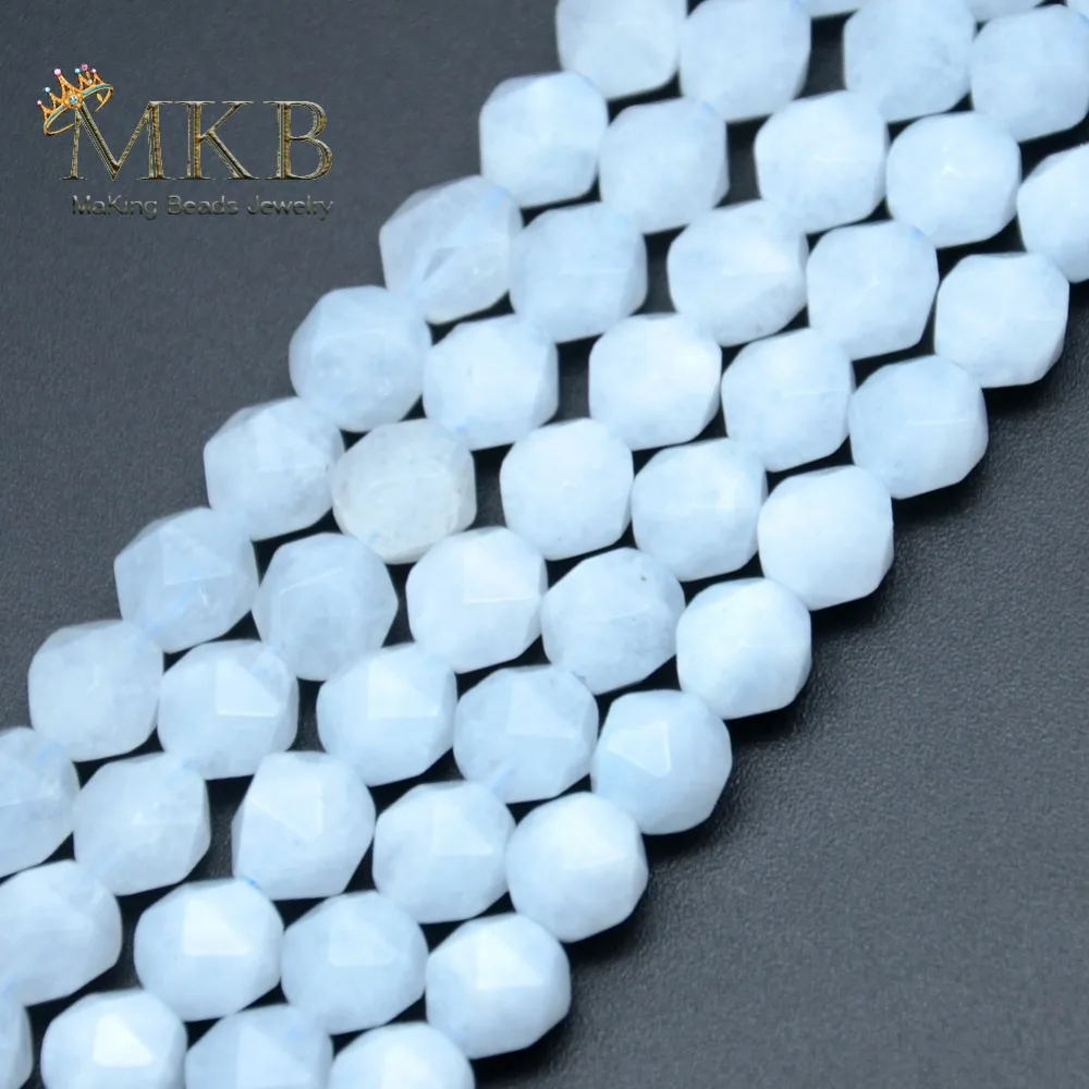

Wholesale Natural Stone Faceted Aquamarines Round Beads For Jewelry 6 8 10mm Gem Spacer Beads Making Necklace Accessories