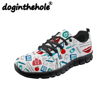 

doginthehole Orthodontist Pattern Nurse Shoes Women Running Shoes Breathable Athletic Trainers Sport Sneakers Walking Jogging