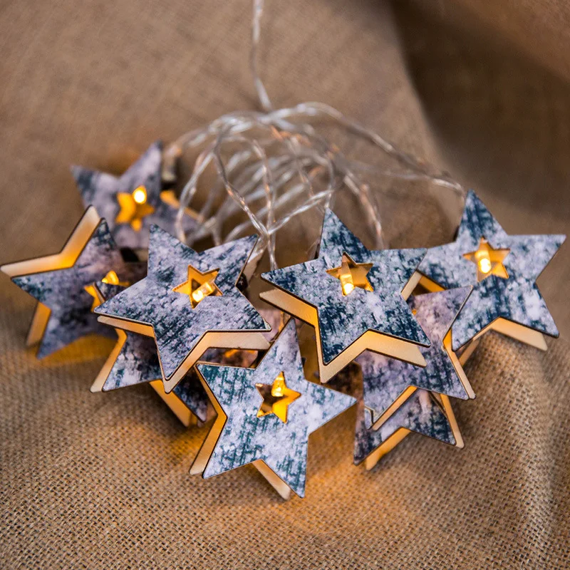 

20Led Nordic Wood Tree Texture Star Tree Battery Operated String Light 3m LED Decor For Christmas Garland On The Window New Year