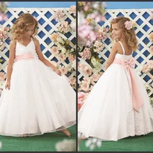 Платье-линии цветы платья кружева anad органзы для подружек невесты платье цветы розовые пояса с бантом маленькие белые платья LD1655
