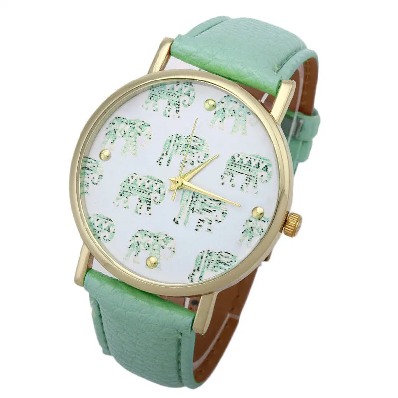 NEW Women's Watches Casual Elephant Pattern watch band leather alloy Analog Quartz Dial Wrist Watch clock relogio feminino M21 (1)