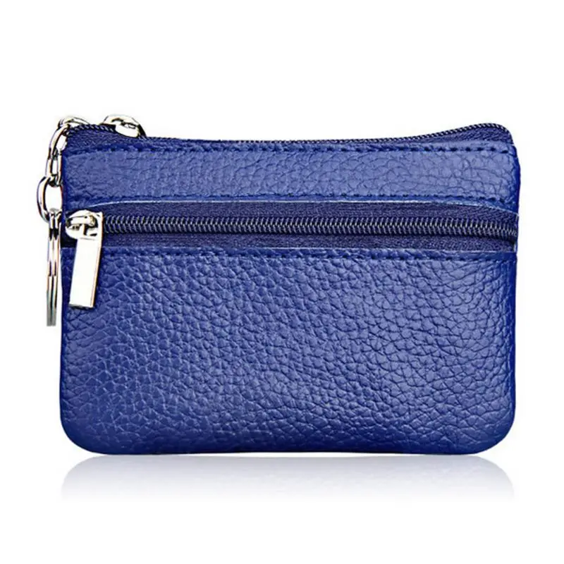 NoEnName_Null Высокое качество искусственная кожа мягкая Мужская и Женская визитница для монет и ключей на молнии из натуральной кожи кошелек сумка кошелек - Цвет: Синий