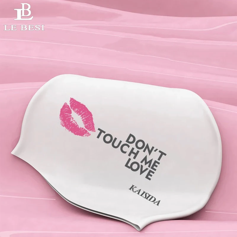 

LEBESI 2018 New Arrival Women Swimming Cap Lipstick Printed White Color Waterproof Swim Caps For Long Hair Cap