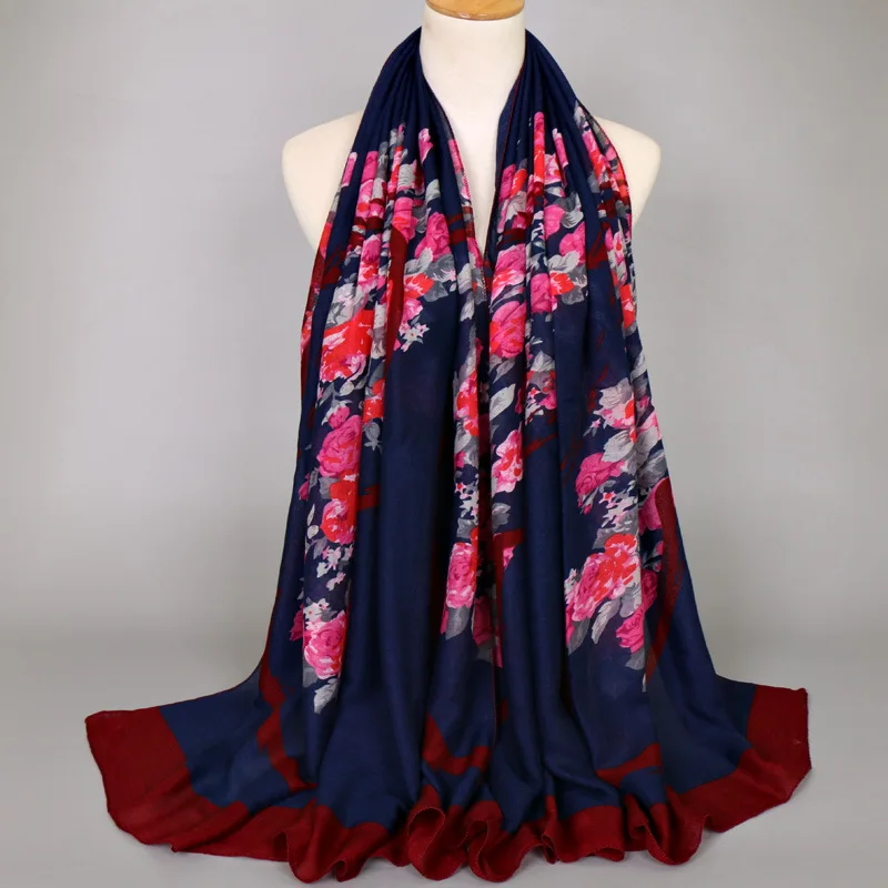 

Winter Viscose Abstract Floral Scarf 2018 Women Fashion Shawl Muffler Headband Printed Cachecol Wrap Sjaal Muslim Hijab Sjaal