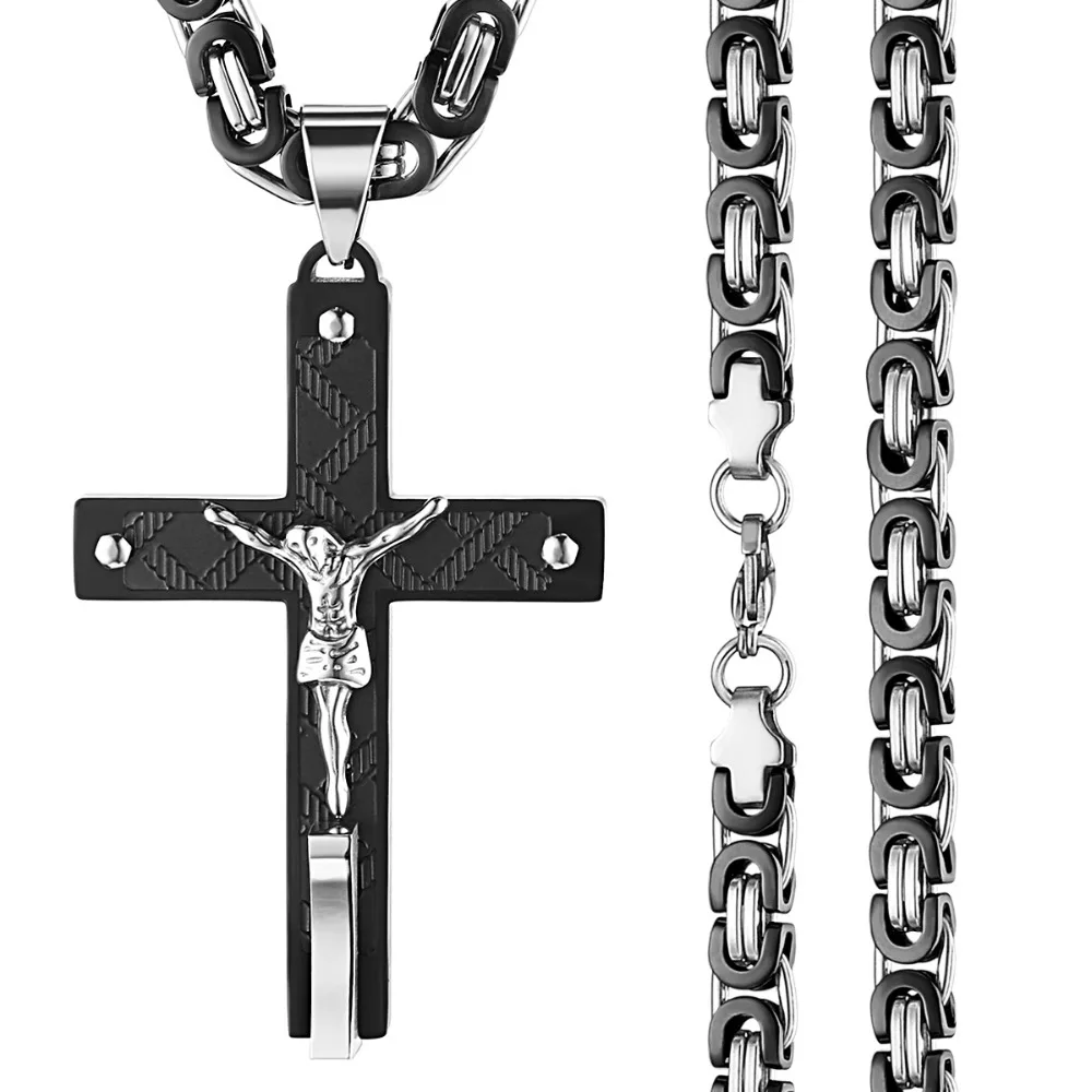 Мужская Византийская цепь ожерелье s Нержавеющая сталь подвесной крест с распятием ожерелье Иисус кусок 22-2" Длинные мужские ювелирные изделия подарки NC015