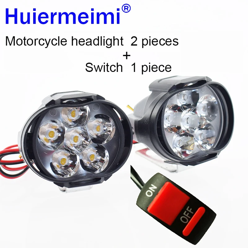 

Huiermeimi 2PCS Motorcycle Headlight 10W 1000LM LED 12V Car Fog DRL Headlamp Spotlight Hunting Driving Light High Moto Head Lamp