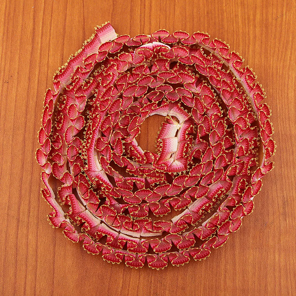 2 Yards Pleated Lace Ribbon 9mm for Sewing Craft Dress Garments Ornaments –Ripples Edge Webbing Strap Bag Hats Decoration DIY