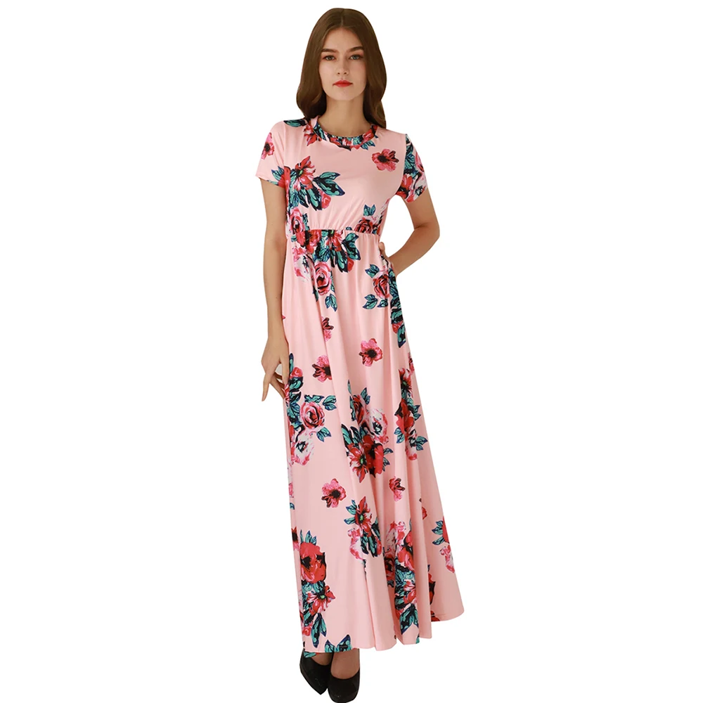 Yming Floral Printed Summer Vintage Women Dress Long Maxi Robe Dresses Vestidos De Fiesta De Noche Elegant Casual Party Dress