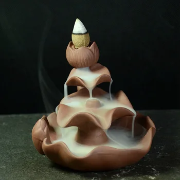 

Home decorate high quality purple clay smoke backflow incense burner Sandalwood joss stick incense burner