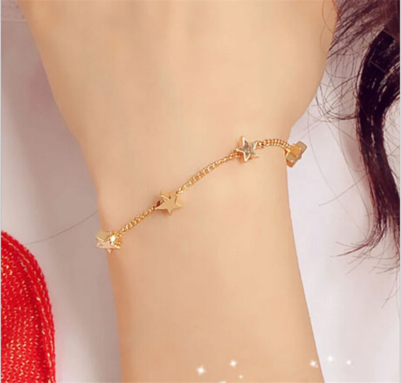 Bracelet Gold Plated Trendy Jewelry Heart Star Bracelet Gold Plated Trendy Jewelry Heart Star Thin Chain Bracelets Little Gift For Women Gsz0018 In Link From