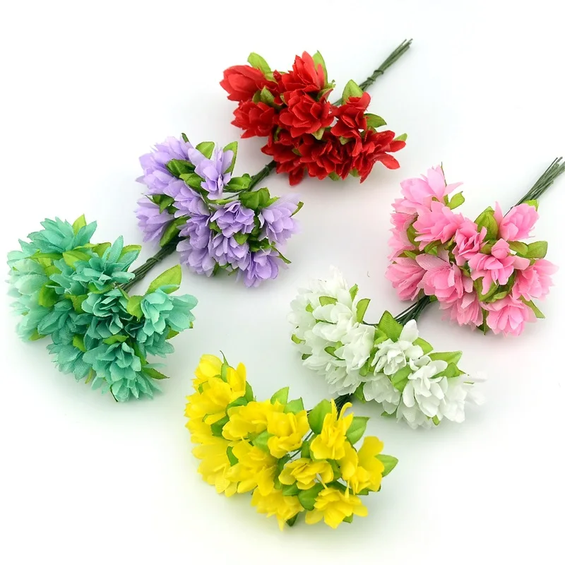 Cheap 12pcs Handmade MiNi Silk Flower Bouquet wedding Decoration