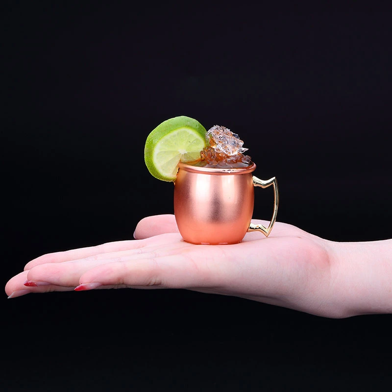 

1 Piece 60ml 304 Stainless Steel Drum Type Moscow Mug Hammered Copper Plated Beer Mug Beer Cup Water Glass Drinkwares