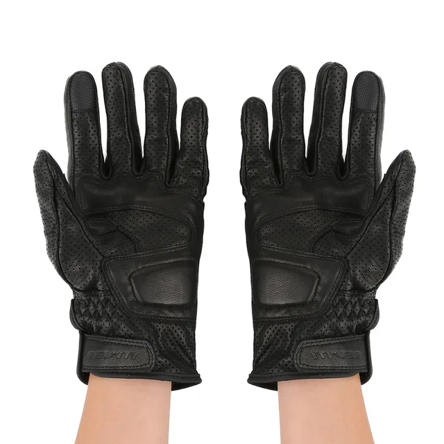 New Upgraded version S M L XL Black Leather Unisex Breathable Touch Screen Motorcycle Gloves Motocross Protection Gunes Moto GP