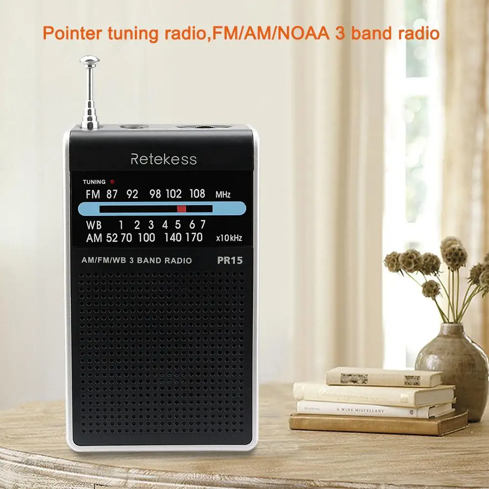 

For RETEKESS PR15 Pointer Tuning FM Radio AM NOAA Emergency Warning Mini Portable Pocket Radio Receiver For Outdoor Sport Lover