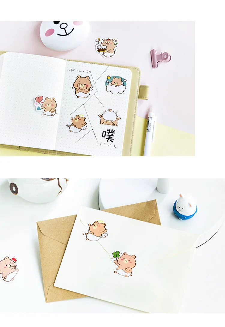 Декоративные Канцелярские наклейки Orso Goloso Bear, скрапбукинг, сделай сам, дневник, альбом, этикетка