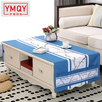

imple Blue Series Printing Leaves Table Cloth Tea table cloth Waterproof Tablecloths Table Cover Home Decor Textile #