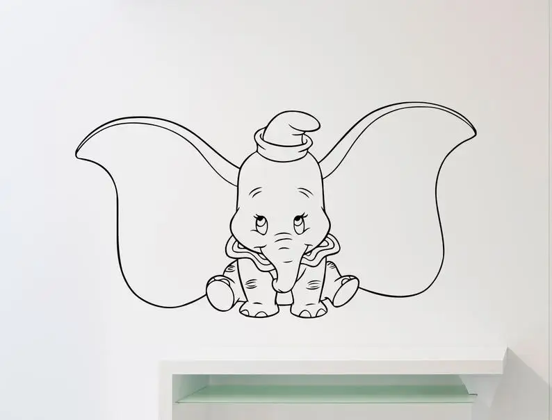 Dumbo переводная картинка на стену в виде слона мультфильмы животные виниловая настенная наклейка в детскую комнату домашний интерьер искусство декоративная разборная Фреска AZ214