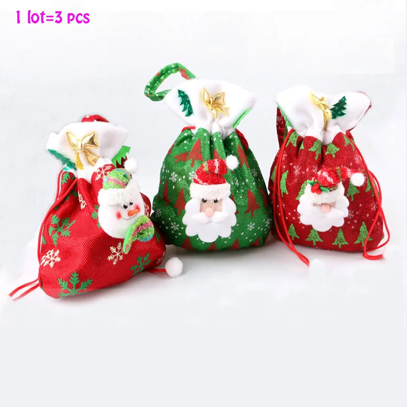 Usual Arte Ártico Bolsa de regalo de Navidad para dulces, decoración de adorno navideño,  bolsas de Papá Noel para árbol de Navidad, 3 uds.|bag for|bags for candybag  style - AliExpress