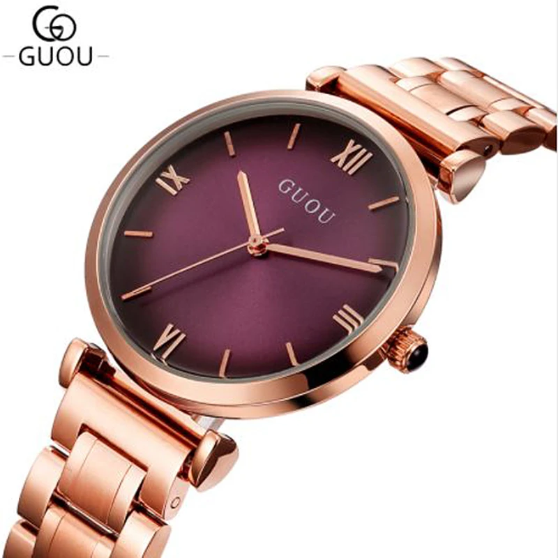 

Women's Watches GUOU Simple Bracelet Ladies Watch Women Watches For Women Rose Gold Fashion Luxury Clock saat 961