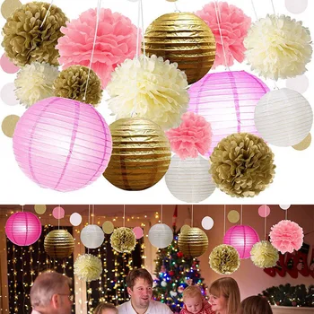 

Paper Honeycomb Flower Ball Round Paper String Paper Lantern Child Birthday Party Decor Wedding home decor
