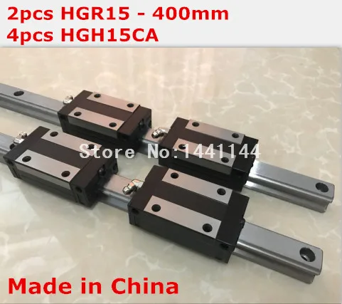 HGR15 linear guide rail: 2pcs HGR15 - 400mm + 4pcs HGH15CA linear block carriage CNC parts