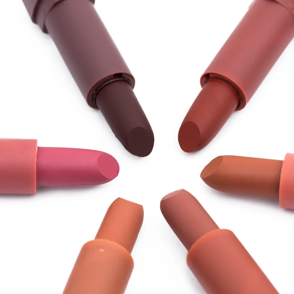 Hengfang бренд 6 шт./компл. матовая губная помада обнаженная бархатная набор для