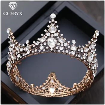 

CC tiaras and crowns hairband vintage baroque style crystal beads wedding hair accessories for bridal engagement jewelry hg072