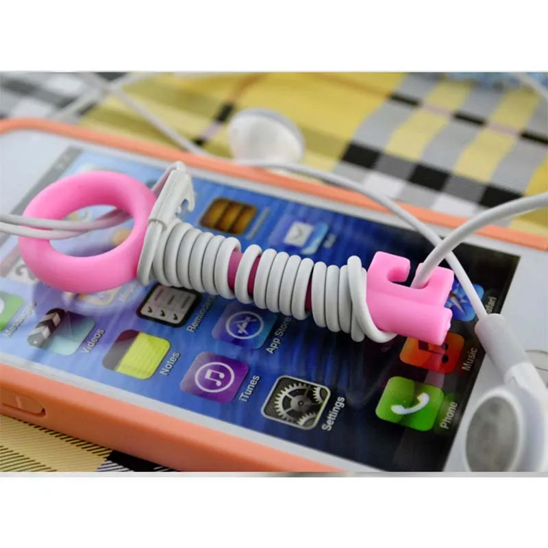 Free shipping5X Silicone key Earphone Headphones Cable Bobbin Winder