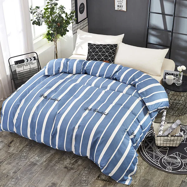 New Fashion Stripe 1 piece Bed Duvet Cover Single Full Queen King Size Bedspreads 150x200 180x220 200x230 220x240 Adult Kids Big - Цвет: As Photo 7