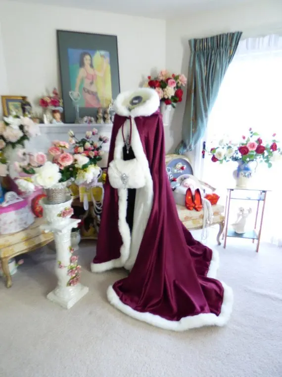 Средневековая кельтская Свадебная накидка 69 дюймовая бордовая атласная с