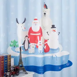 Корейский Шторы Бесплатная доставка! Корейская синий Рождество Санта Клаус мультфильм детская комната Шторы