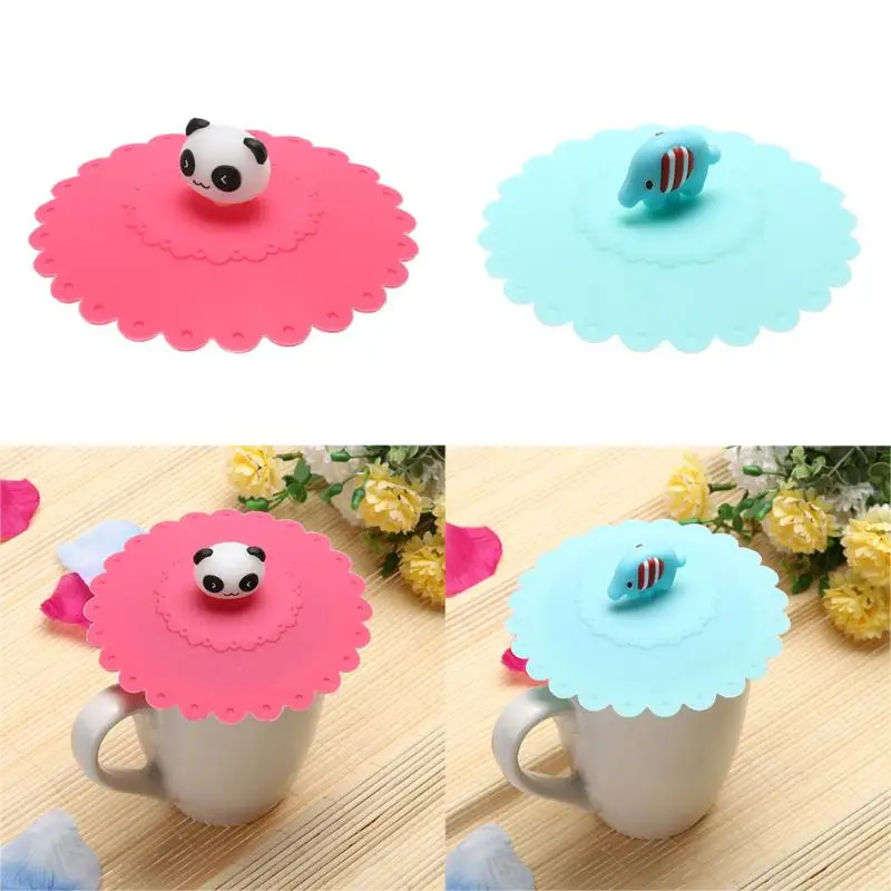 

1Pcs 10.5cm Cute Anti-slip Anti-dust Silicone Cup Cover Coffee Cup Suction Seal Lid Cap Airtight Love Spoon Novelty