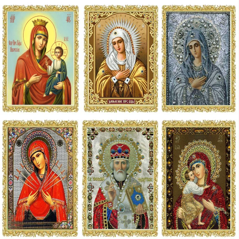 Theotokos Iverskaya otodox икона Алмазная вышивка религия мозаика DIY 5D ремесло хрустальный