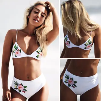 

Embroidery Floral Bikini Set Women Push-up Unpadded Bandage Bikini Swimsuit e Swimwear Bather Suit Swimming Suit